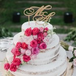 Decorazione floreale rosa e fucsia per wedding cake 